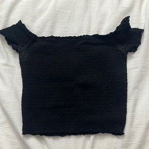 Garage stretchy black off the shoulder top